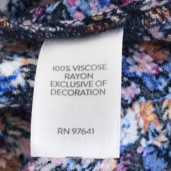 J. Jill Floral 3/4 Sleeve Blouse Women's XS Petite Crinkle Rayon Relaxed Career - Picture 10 of 11